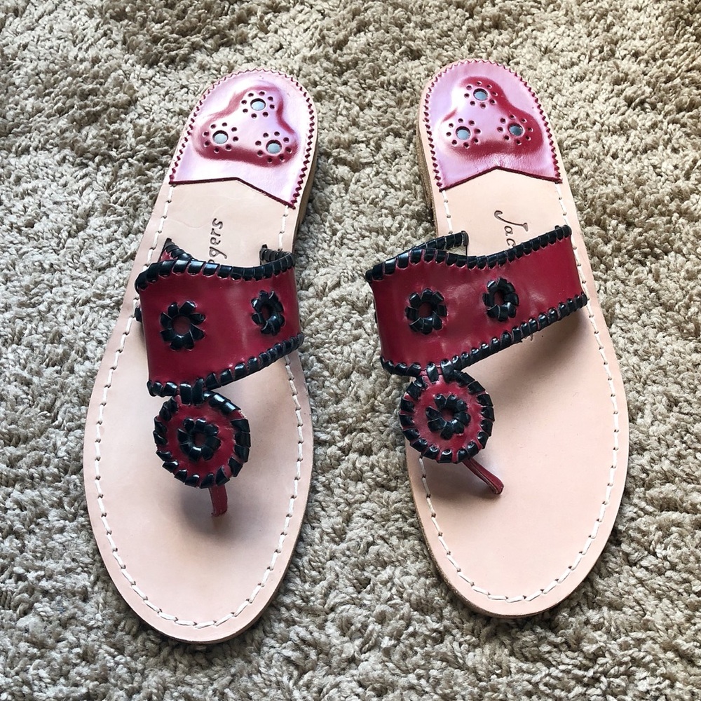 Jack Rogers Red Black Hampton Navajo Sandals 10M